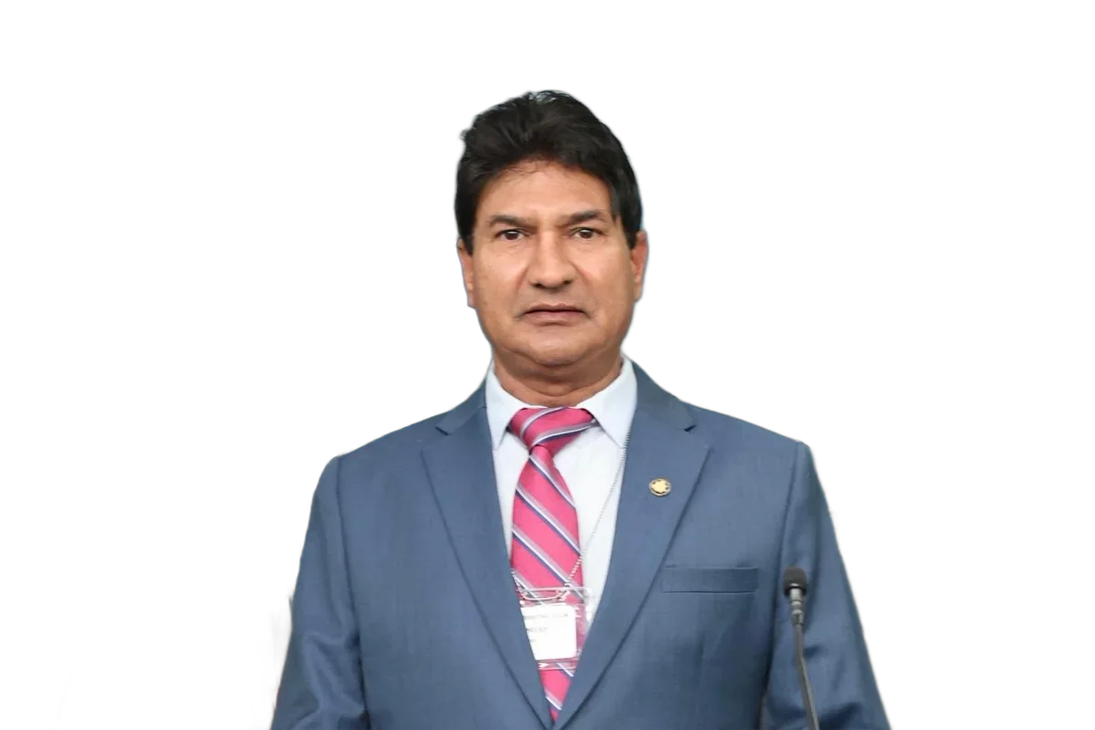 Shivraj Singh at the White House Press Briefing Room podium